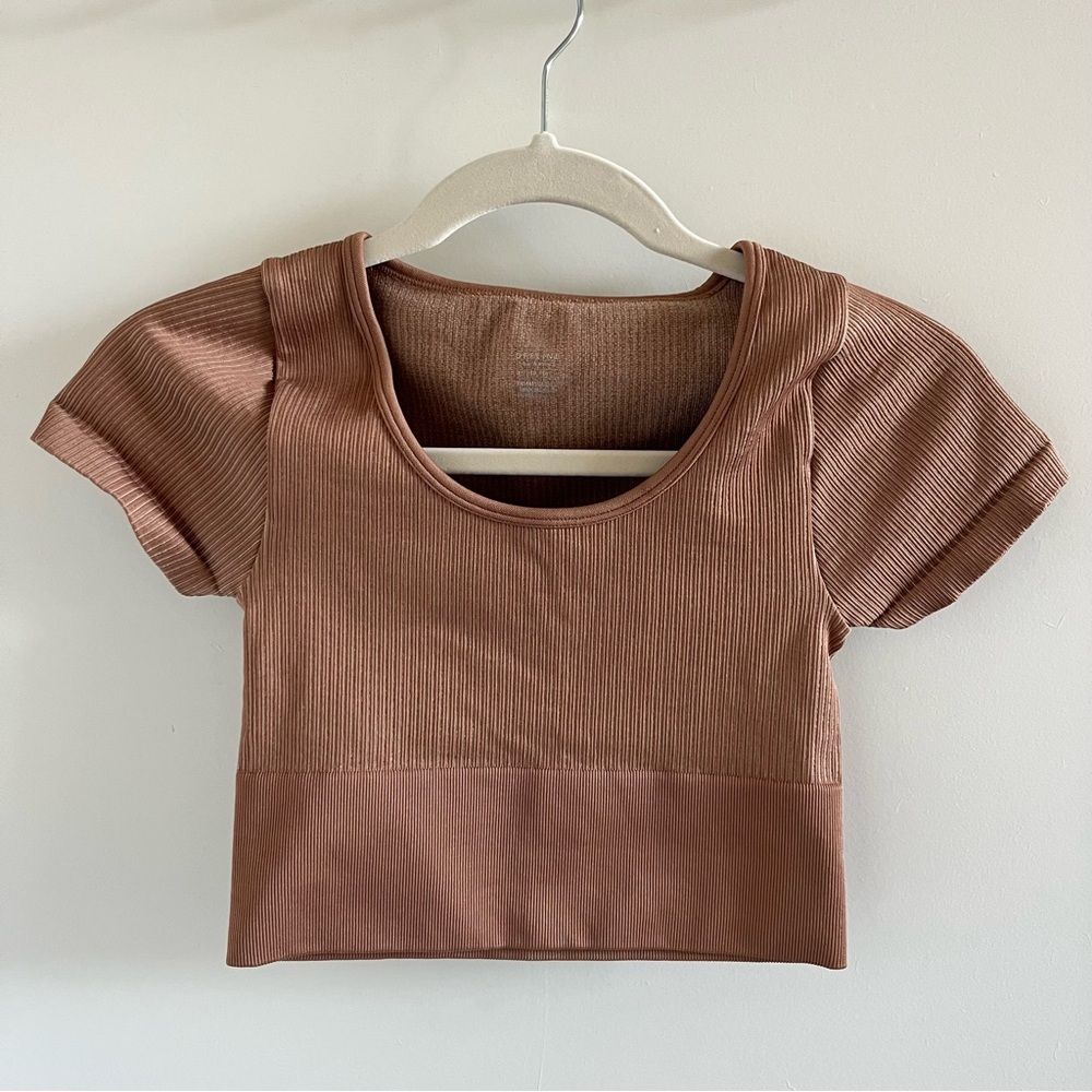 Ribbed Brown Crop Top